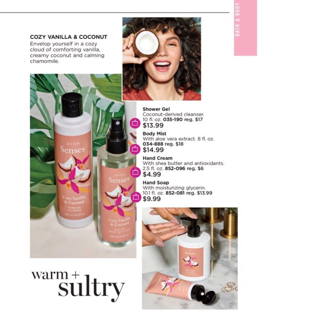 Avon Senses Cozy Vanilla & Coconut Bath & Body Set